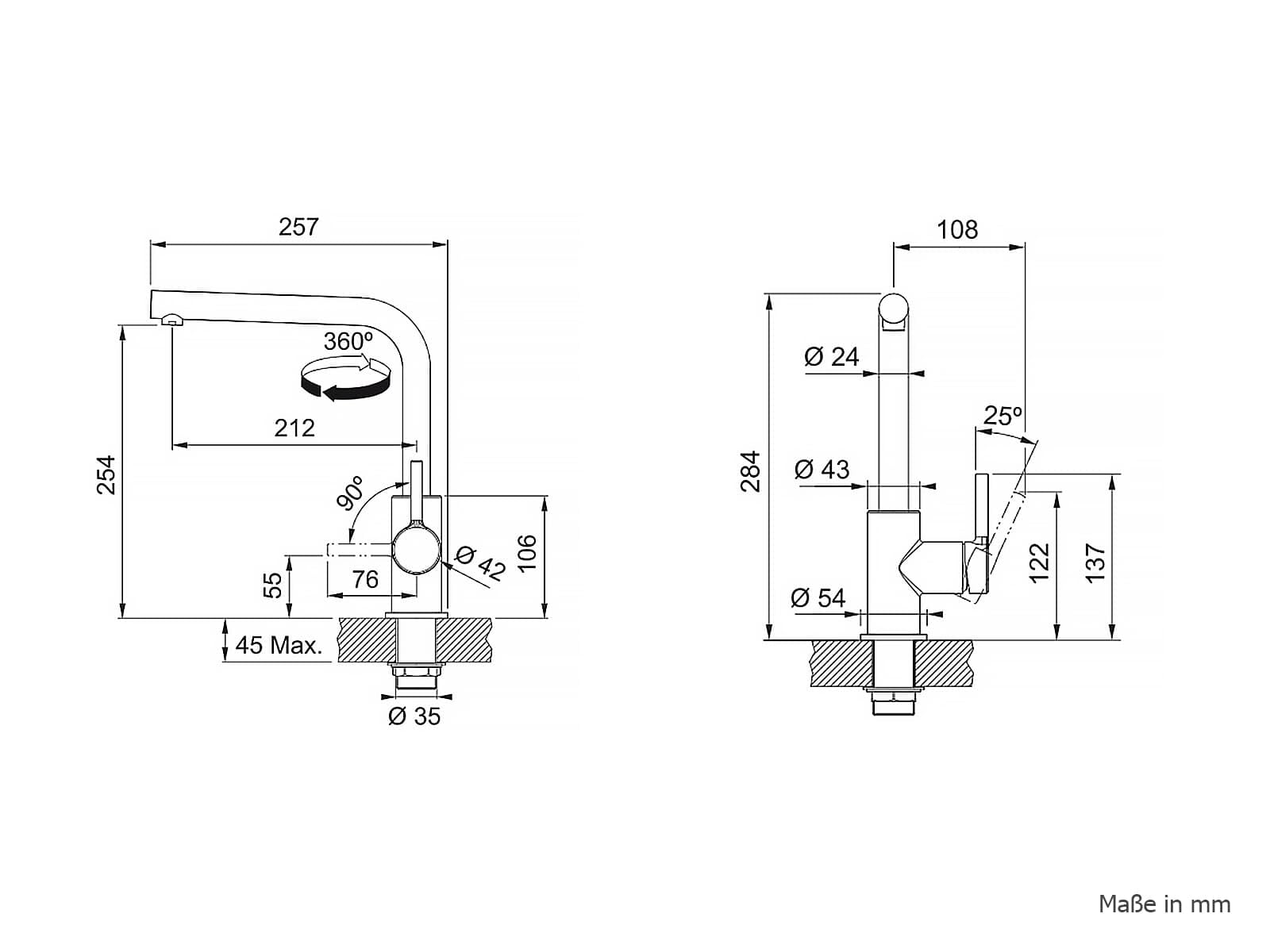 FRANKE 115.0693.393, Grifo del fregadero de la cocina Lina L, Negro mate