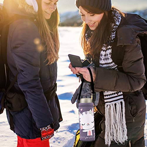 Image of RICHEN Neoprene Water Bottle Carrier Bag with Adjustable Shoulder Strap,Insulated Water Bottle Cover for Stainless Steel /Glass /Plastic Bottles