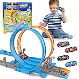 Truck Toys Cars, Play Vehicles Race Speed Track for Kids DIY Racing Car Toys Play Vehicles Toy Set Flexible Track Plays Set with 4 Cars Race Montessori Educational for Kids Bike