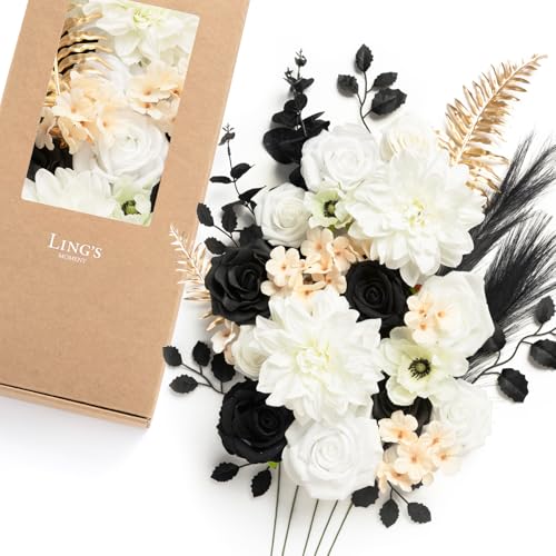 Ling's moment Fake Flowers Box, Faux Artificial Greenery Stems Foam