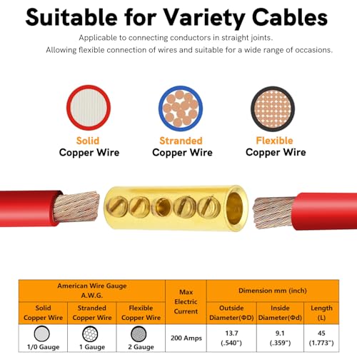 Conectores de cable calibre 1: evite fallos eléctricos con este kit de empalme de latón 3