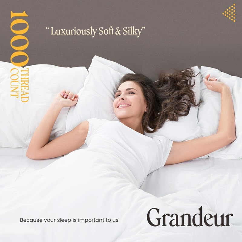 Miniatura 6 de SGI Bedding Funda de almohada de algodón egipcio de 1000 hilos, fundas de almohada tamaño King, 1000 unidades para cama tamaño King, fundas de