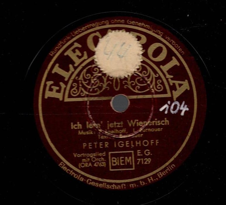 Peter Igelhoff - Ich lern´jetzt Wienerisch - Schellack - SC 72