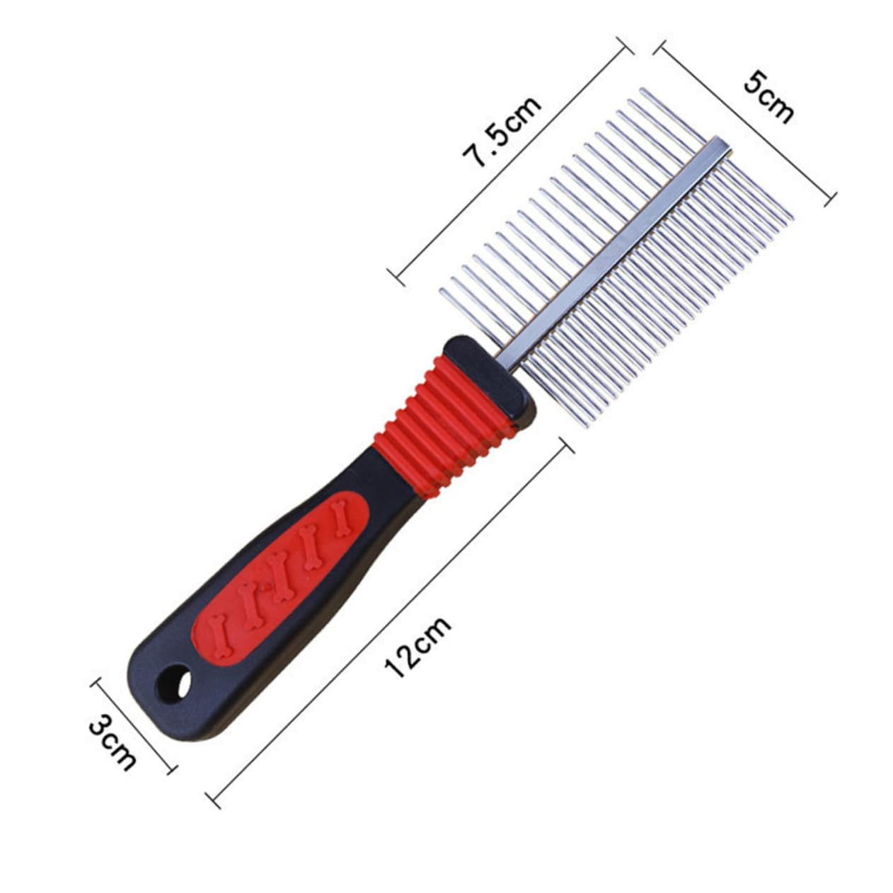 BCOATH 2Pcs Pet Grooming Comb Durable Double Row Dog Hair Comb with Stainless Steel Pins for Cleaning and Tangle Removal for Dogs and Puppies Red