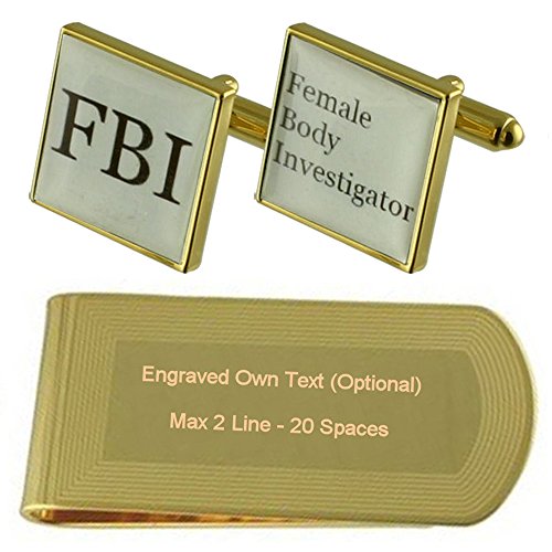 Gemelos de oro elegantes del FBI y sujetabilletes grabado: pisacorbatas y accesorios de traje