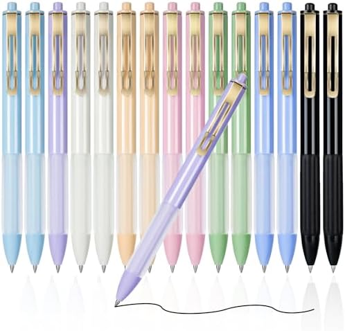 KERIFI Black Gel Ink Pens with Soft Grip, 0.7mm Smooth Writing Pens for Note Taking, Quick Dry Retractable Rollerball Ballpoint Pens for Journaling, Aesthetic Neutral School Office Supplies, 16 Pack