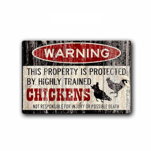 Fhdang Señal de pollo decorativa, divertido signo de metal, señal de advertencia de pollo, divertida señal de pollos, protegido por pollos, señal de casa, regalo de gallina, signo de metal (no madera) Fhdang Señal de pollo decorativa, divertido signo de metal, señal de advertencia de pollo, divertida señal de pollos, protegido por pollos, señal de casa, regalo de gallina, signo de metal (no madera)