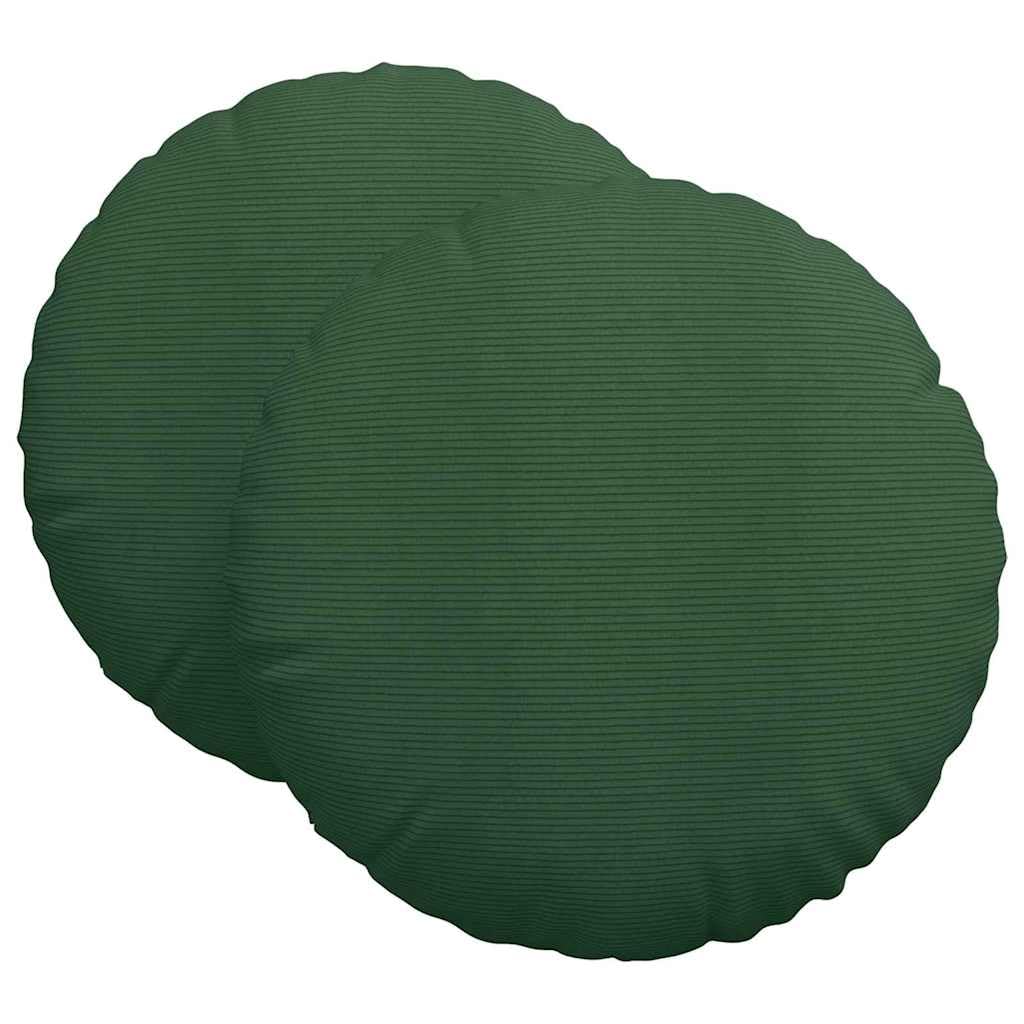 Juego de 2 cojines de pana de 80 cm de diámetro, color verde oscuro