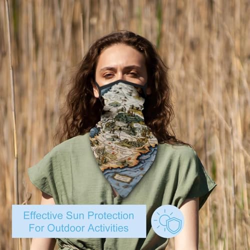 4 Pieces Map Block Balaclava Ski Mask, Motorcycle UV Protector Scarf, Summer Cooling Neck Gaiter for Men/Women3