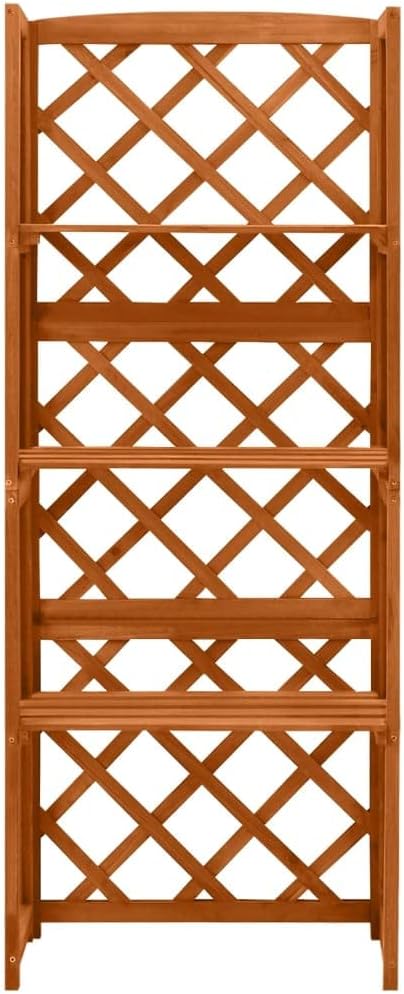 Trellis with 3 Shelves 21.6"x11.8"x55.1" Solid Fir Wood Planter Raised for Indoor Outdoor Garden Vegetables Flower Herb Plants Bed Elevated Wooden Box Stand for Backyard Patio Balcony,Brown