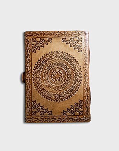 Image of SPcreation Brown Gods Eye Stone Leather Handmade Notebook Blank Diary with Azadirachta indica's (Neem) Pencil