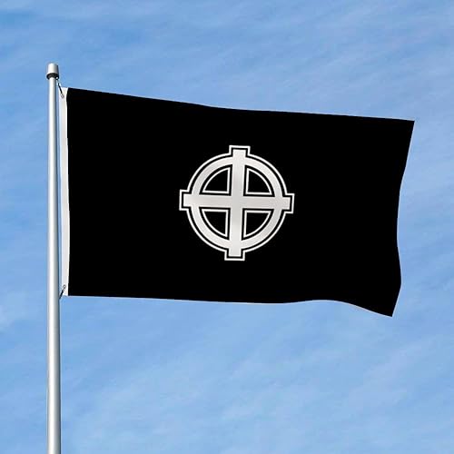 Miniatura 2 de Bandera negra de cruz celta con ojales de latón, tamaño 3 x 5 pies