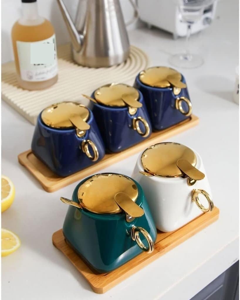 XYNSNDB GaRcan Pudełko na przyprawy Cukiernica Ceramiczny garnek do przypraw Zestaw pojemników na przyprawy kuchenne Garnek na przyprawy Zestaw słoików na przyprawy Słoiki na przyprawy Zestaw przypraw