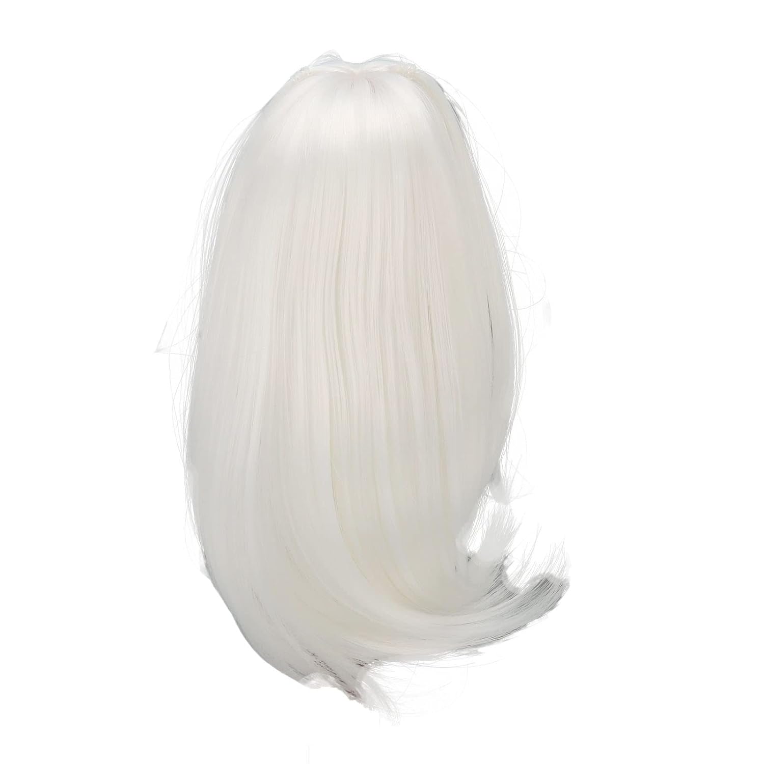 1/6 Ball Jointed Doll Wig, Long Straight High Temperature Silk Hair Replacement with Strong Wig Net and Bangs, for 15.5 to 17cm Doll Head Circumference (White)