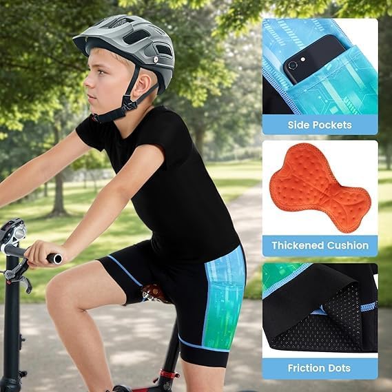 Gogokids Boys Girls 3D Padded Bike Shorts Kids Cycling Shorts Biking Shorts Sports Pants with Pockets for Mountain Road - Image 2