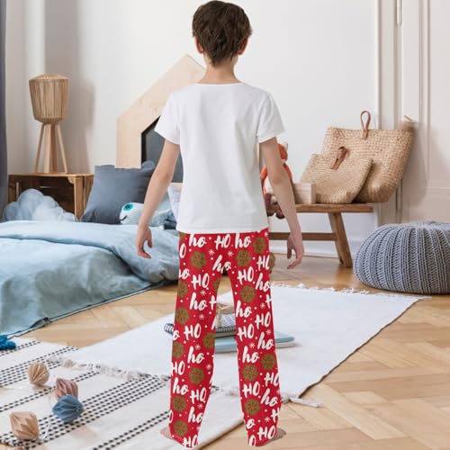 Boy's Pants Hohoho Santa Claus Laugh Jogger Pants Elastic Waist Long Bottoms Trousers with Pockets 6-14 Years3