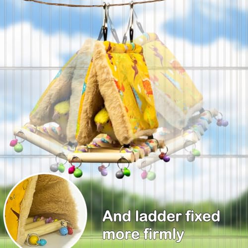 La La Pet® Rede de papagaio para pendurar ninho com poleiro de madeira, barraca de dormir, habitat d