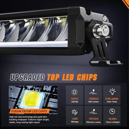 Image of Nilight LED Light Bar with Amber DRL 30 Inch 120W Single Row Light