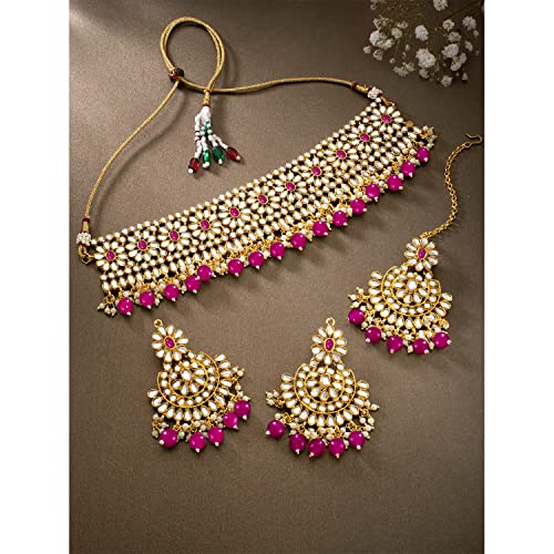 Image of Peora Crystal Faux Pearl Necklace & Jewellery Set Gift for Women