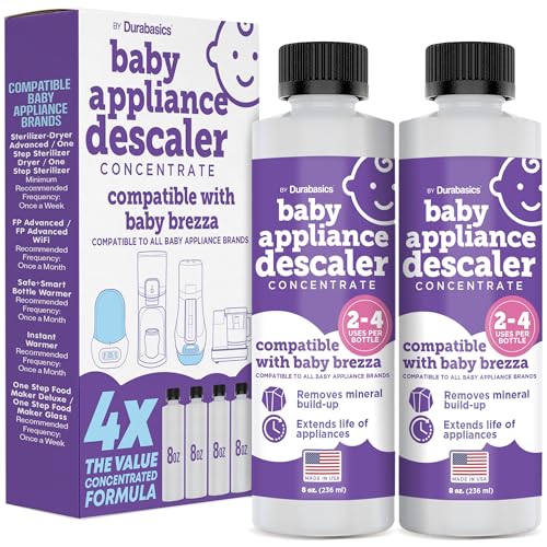 Image of Durabasics [2 Pack] Baby Bottle Sterilizer Descaler – Compatible with Baby Brezza Sterilizers – Citric Acid Formula, Odorless, Helps Remove Mineral Buildup – Made in USA – 16oz
