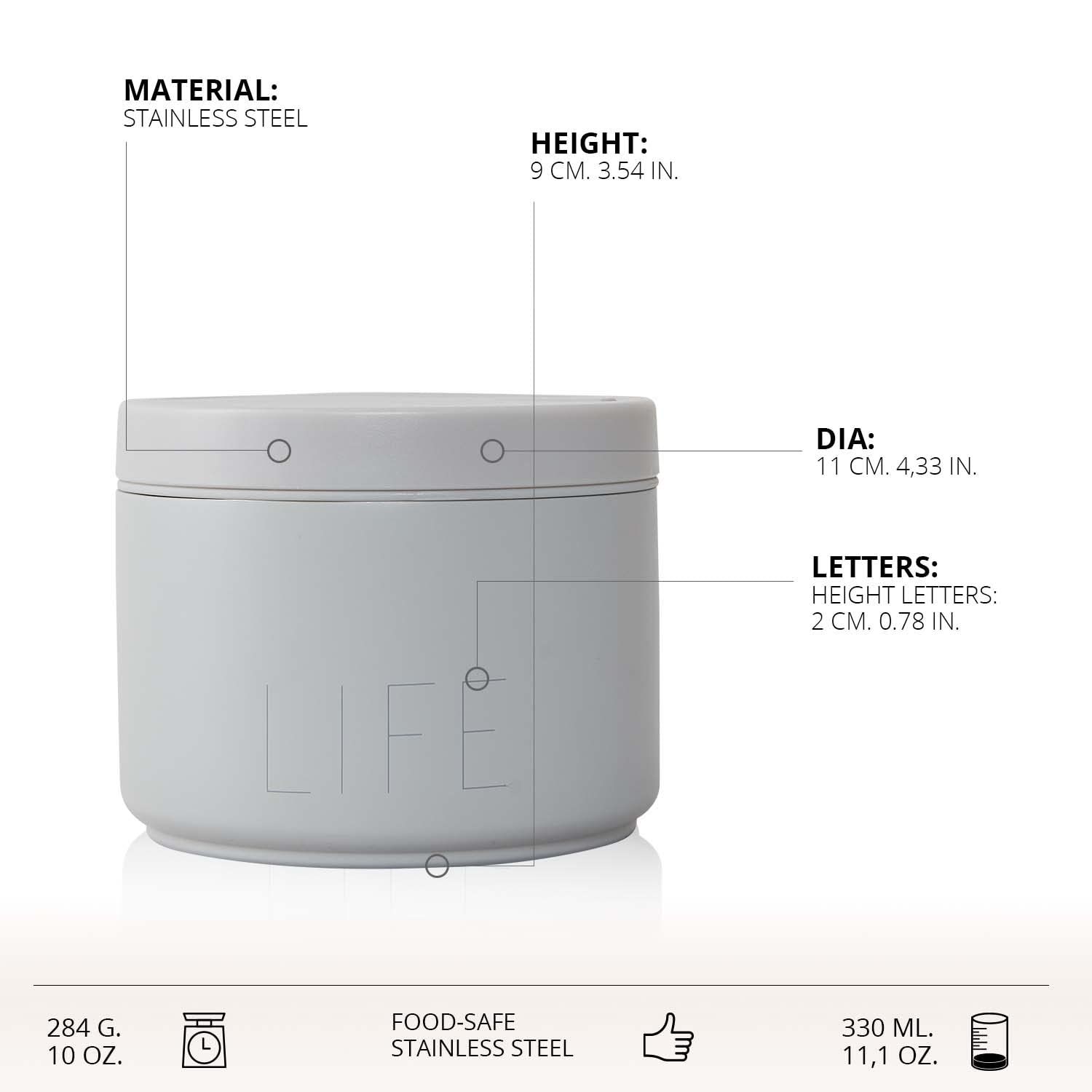 Thermos Portapappa Design Letters - Acciaio Inox, 330ml, Mantiene Caldo 6 Ore - Foto 7