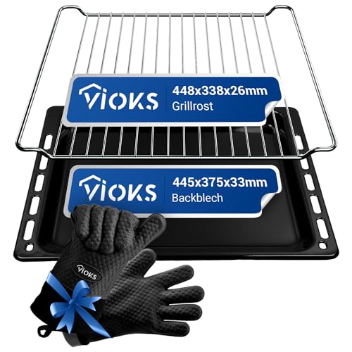 VIOKS Backofen Handschuhe Grillrost 448x338x26mm Backblech 445x375x33mm...