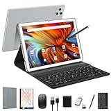EITOMIN Tablet 10 inch 2026 Latest Android Tablet 128GB ROM+16GB RAM+1TB Expandable Octa-Core 5G WiFi 1080FHD/13MPCamera/7000mAh/Bluetooth 5.0/GPS/Tab with Keyboard/OTG/Mouse/Pen Silver