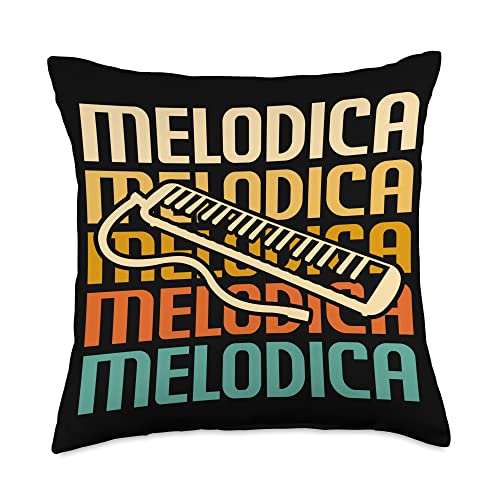 Melodica Instrument Gift For A Melodica Player Retro Vintage Classic Melodica Player Instrument Throw Pillow, 18x18, Multicolor