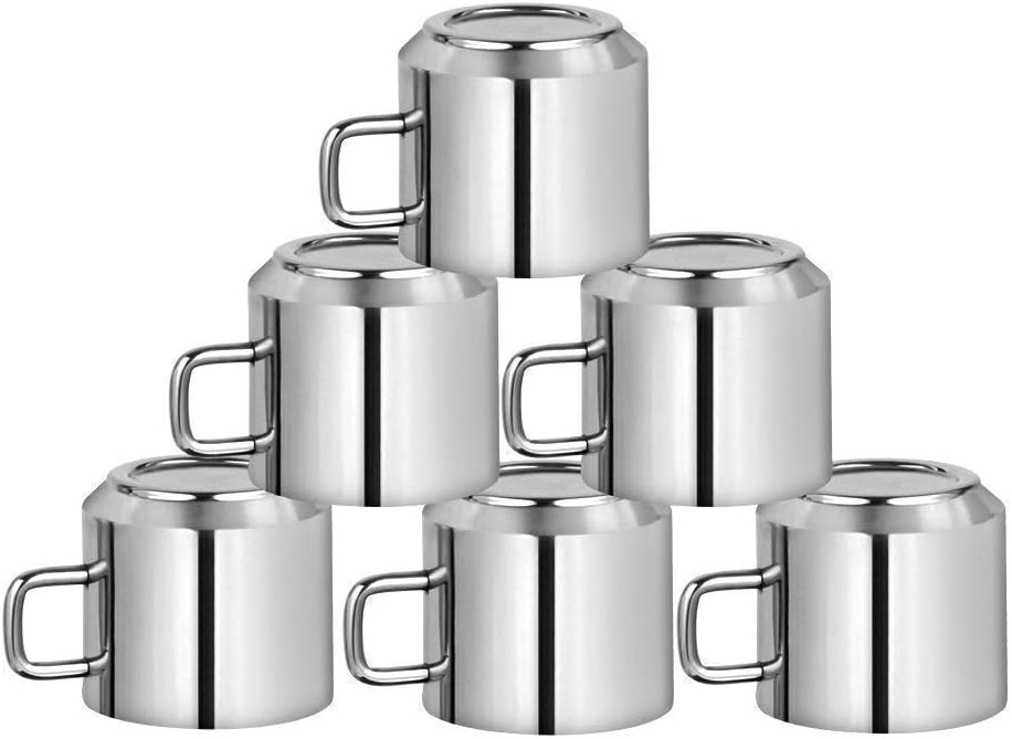 Sops Stainless Steel Tea And Coffee Cup - 6 Pieces, Silver, 125 ml