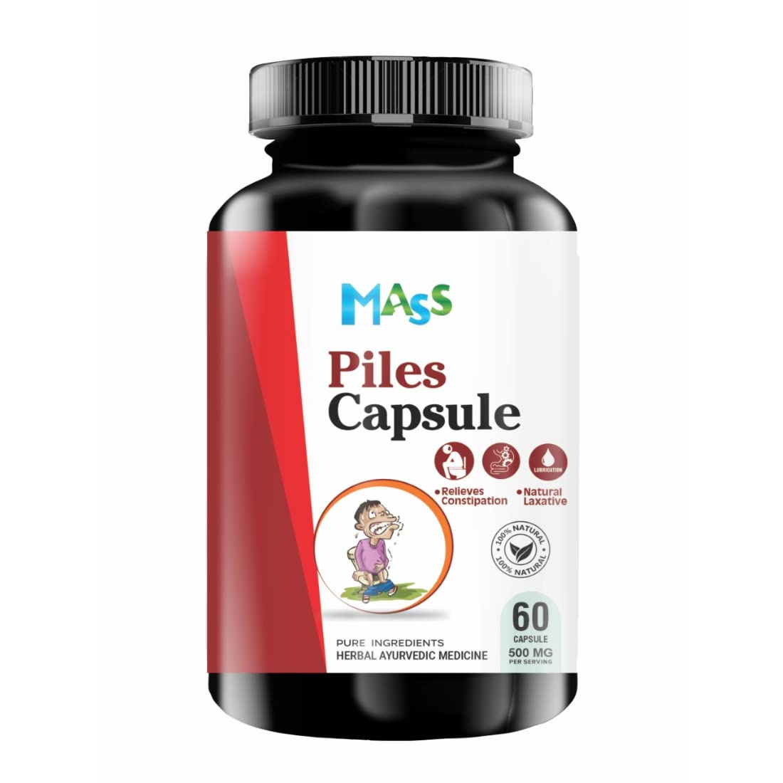 Mass Ayurvedic Piles Quick refief painful piles all kinds of piles Internal External 60 Capsule
