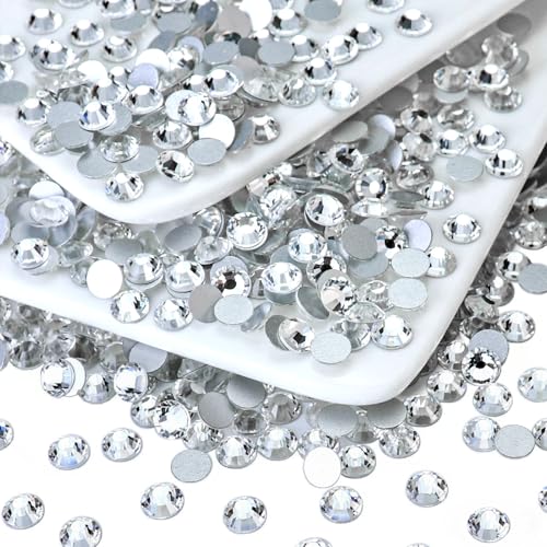 Image of 288PCS SS30 Crystal Glass Flatback Rhinestones, Round Flat Back Crystal Gems for Nail Art and Craft Clothes, Glue Fix Crystal Clear /White Diamond Stones (6.4-6.6mm)