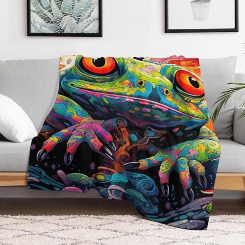Couverture moelleuse imprimé grenouille : le cadeau idéal pour grand canapé