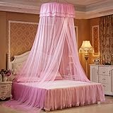Haoun Princess Bed Canopy with Butterflies, Pink, 2.13ft Top x 8.86ft Height x 36ft Bottom, Soft Material, Romantic Style