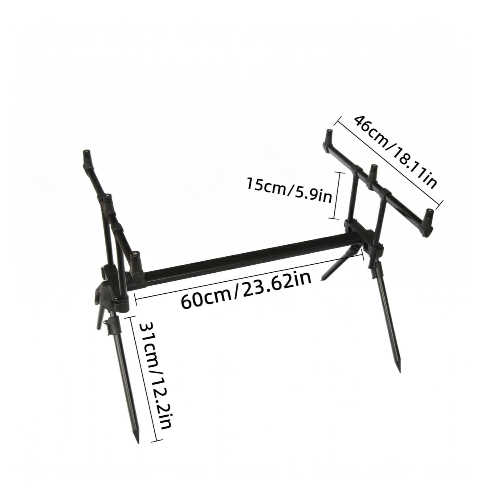 F Fityle Soporte para Cañas de Pescar Telescópico Portacañas Trípode Bastidor Aleación de Aluminio Duradera con Extensión Rápida para 6 Cañas Adecuado para Orilla Río Lago