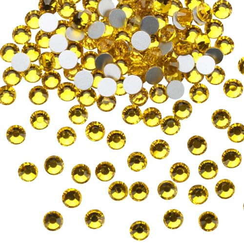 Image of Glue Fix Crystal Flatback Rhinestones Glass Diamantes Gems for Crafting Nail Art Crafts Decorations Clothes Shoes 3.2mm (ss12 1440pcs, Citrine)