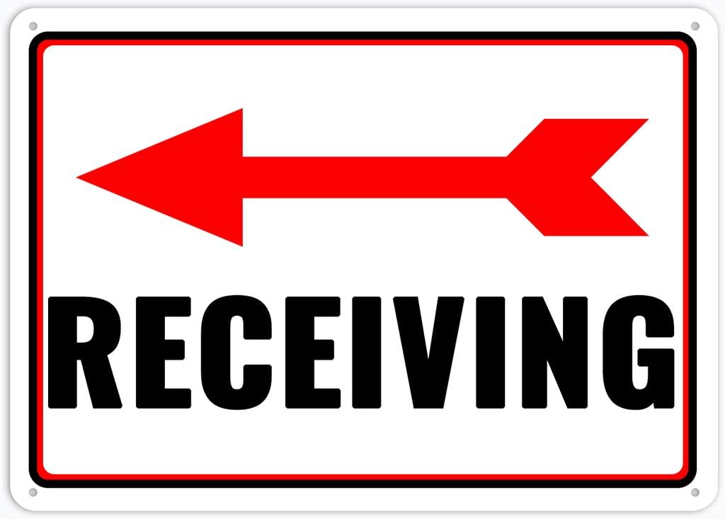 8"x12" Aluminum Metal Sign - Left Arrow Receiving - Indoor & Outdoor Use For Home, Office, Work