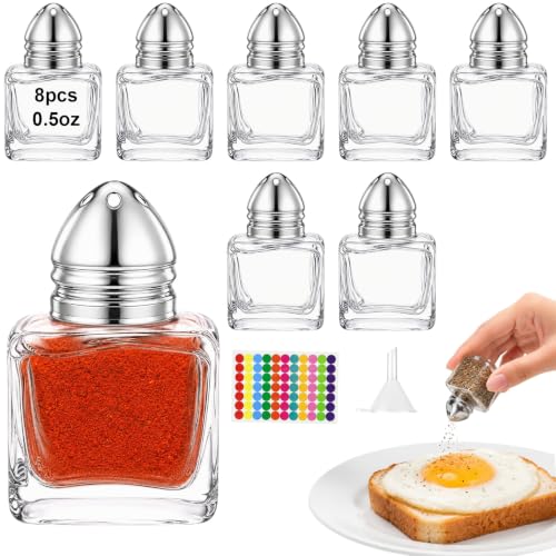 Mssushi 8 Mini Salieres Verre 15ml, couvercle inox
