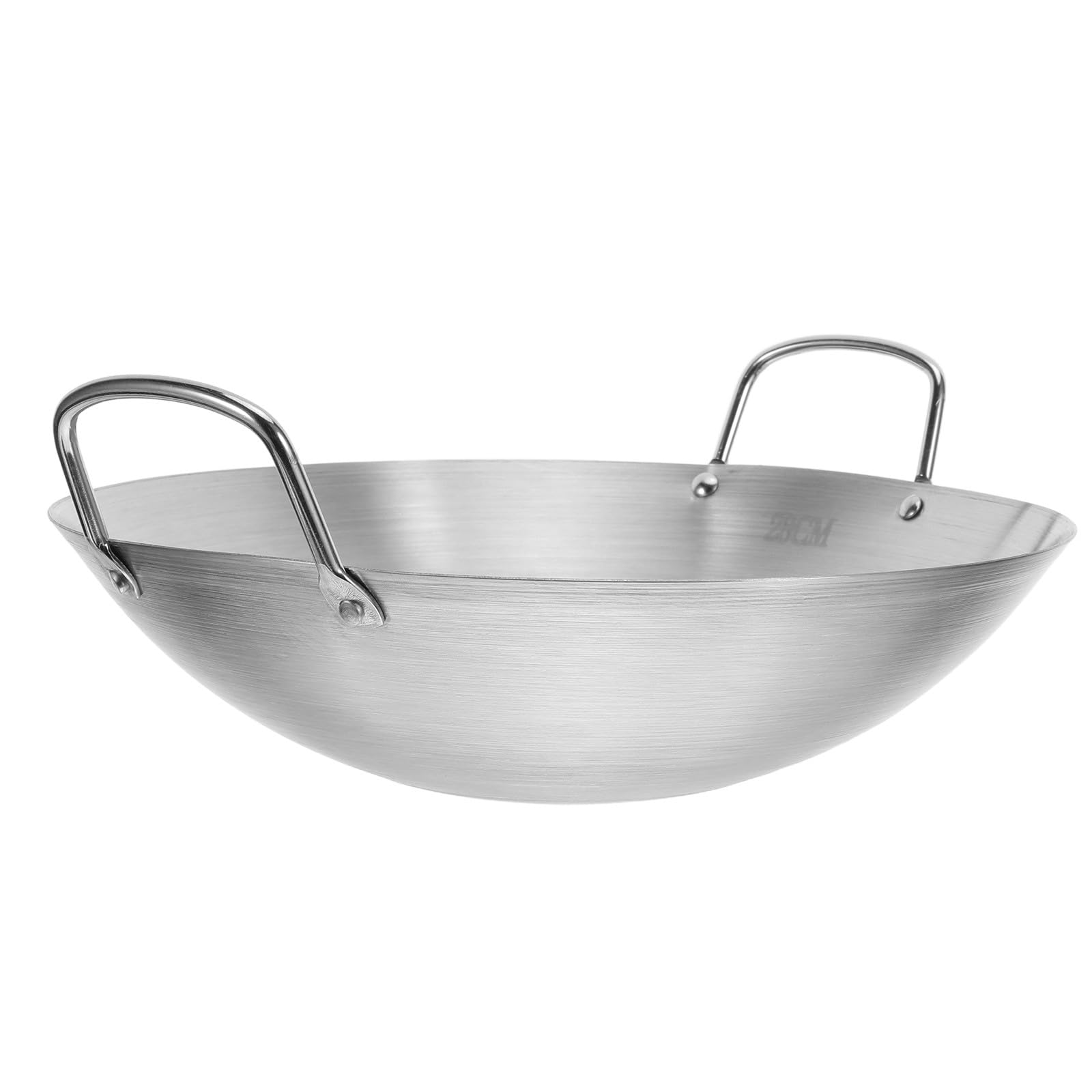 Gadpiparty Wok in Acciaio Inossidabile Fondo Rotondo per Cottura Uniforme, Grande Capacità Argento, fare Bbq e Patate Fritte