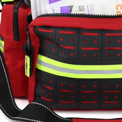 Lightning X Products Mid-Sized First Responder EMT Bag | LXMB25 Fully Stocked Aid Kit w/ 200+ BLS Supplies - RED - Image 5