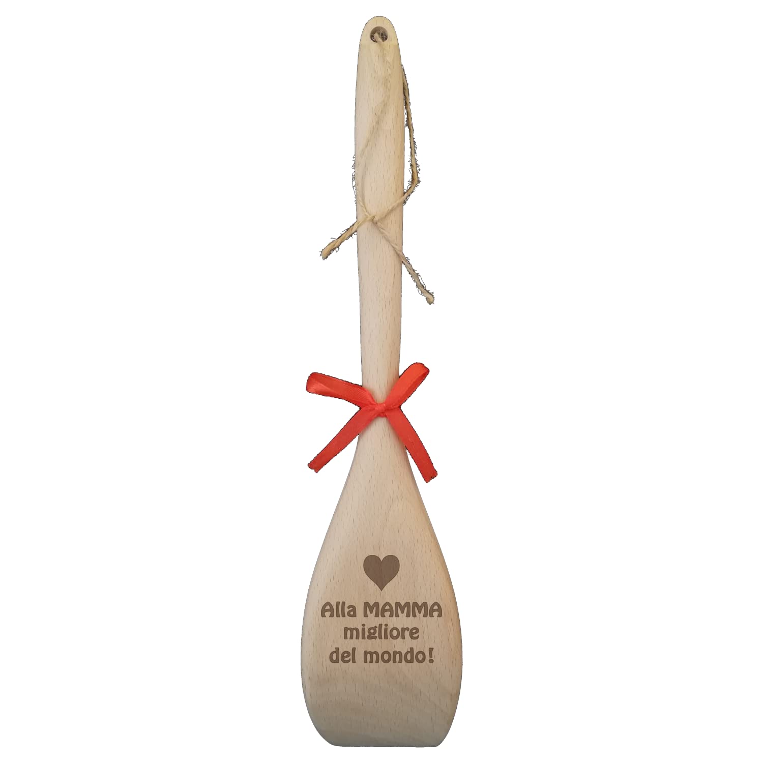 Regalo per MAMMA idee regalo per Festa della mamma per Natale o compleanno Cucchiaio di legno di faggio Mestolo cucina lungo 31cm Regali per la mamma con incisione laser indelebile