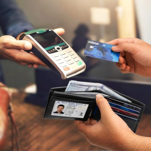 Image of RUNBOX Wallet for Men Leather RFID Blocking Bifold Front Pocket Wallet