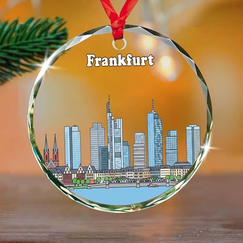 Frankfurt Germany Christmas Ornament, City Skyline Travel Souvenir, Holiday Tree Decoration, Vacation Memory Keepsake 2025, Gift for Travelers DJXrPi