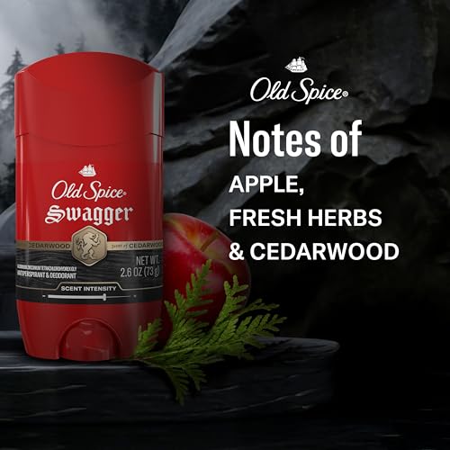Image of Old Spice Antiperspirant Deodorant for Men, 24 /7 Sweat & Odor Protection, 24 /7 Lasting Freshness, Invisible Solid, Swagger with Cedarwood Scent, 2.6 oz (Pack of 2)