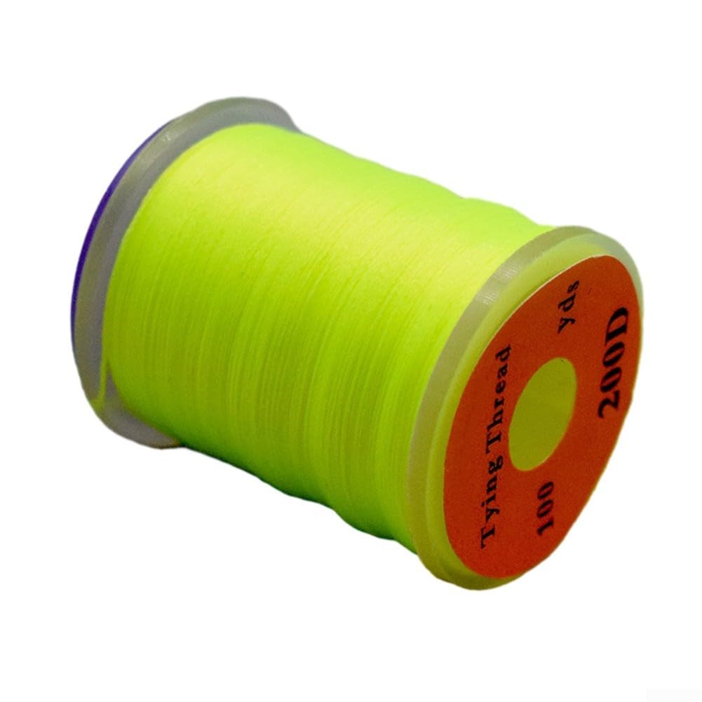 200D Fluorescent Nylon For Fly Tying Thread for For Fly Body Material Application Compatible with Standard For Fly Hook Sizes (Yellow)
