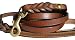 Soft Touch Collars - Leather Braided Dog Leash, Brown with Cream Padded Handle - 6 Foot