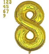 DIWULI Number Balloons 40 Inch Gold - Large Number 8 Balloon, Big Gold Balloons, Helium 8th Birth...