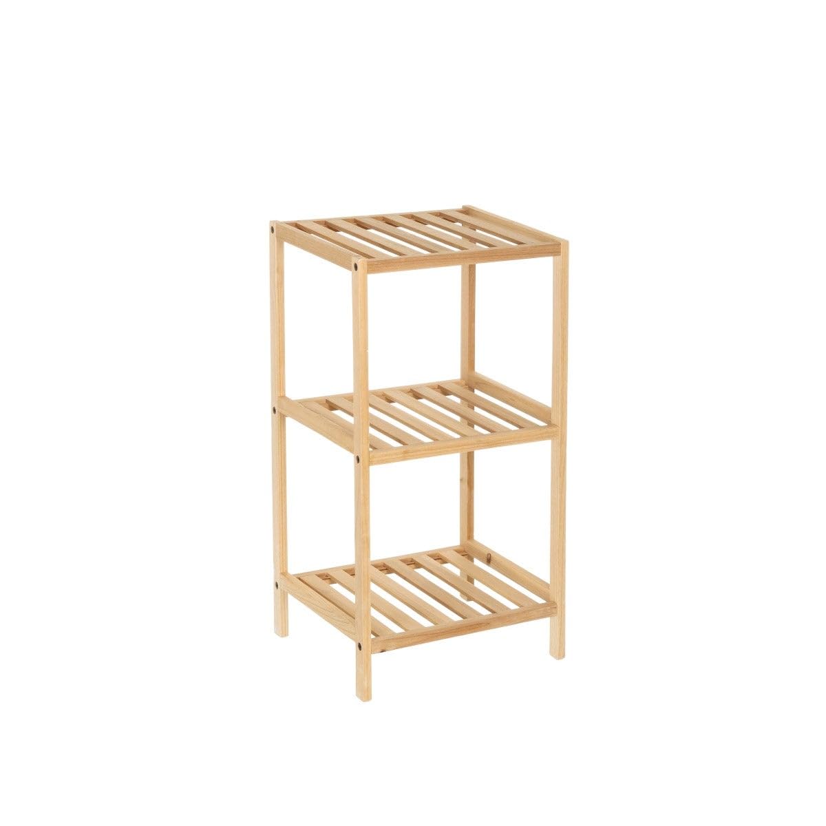 Estantería con 3 estantes de Madera de Abeto Natural de 35x30x70 cm, Estante Decorativo para almacenaje en Bao, Cocina, salón, Dormitorio, Estilo rústico y Moderno