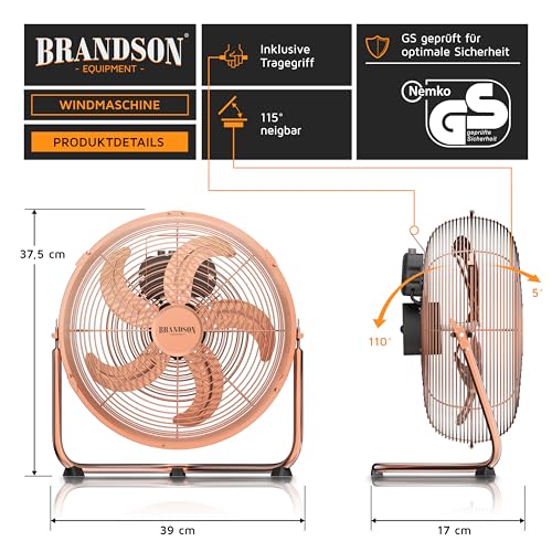Bodenventilatoren Brandson – Retro Windmaschine in Kupfer