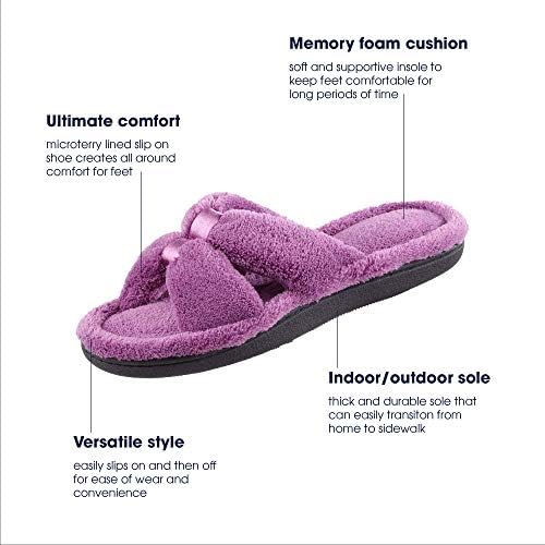 isotoner womens Microterry Satin X-slide slippers, Ultraviolet, 9.5-10 US | Image 4