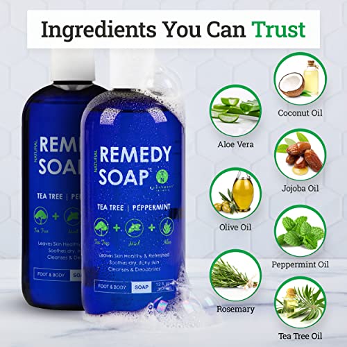 Truremedy Naturals Remedy Soap Tea Tree Oil Antibacterial Body Wash - Antifungal Body Wash | Shower Gel | Helps Body Odor, Athlete's Foot, Jock Itch, Ringworm, Yeast Infections, Skin Irritations (2Pk) #TOP1